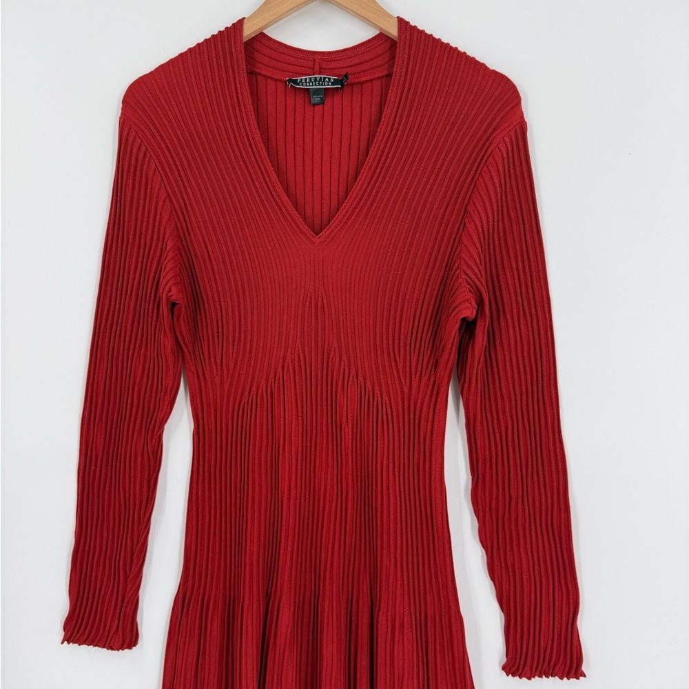 Peruvian Connection Julieta Pima Cotton Ribbed Dress in Salsa | Large - Picture 5 of 6